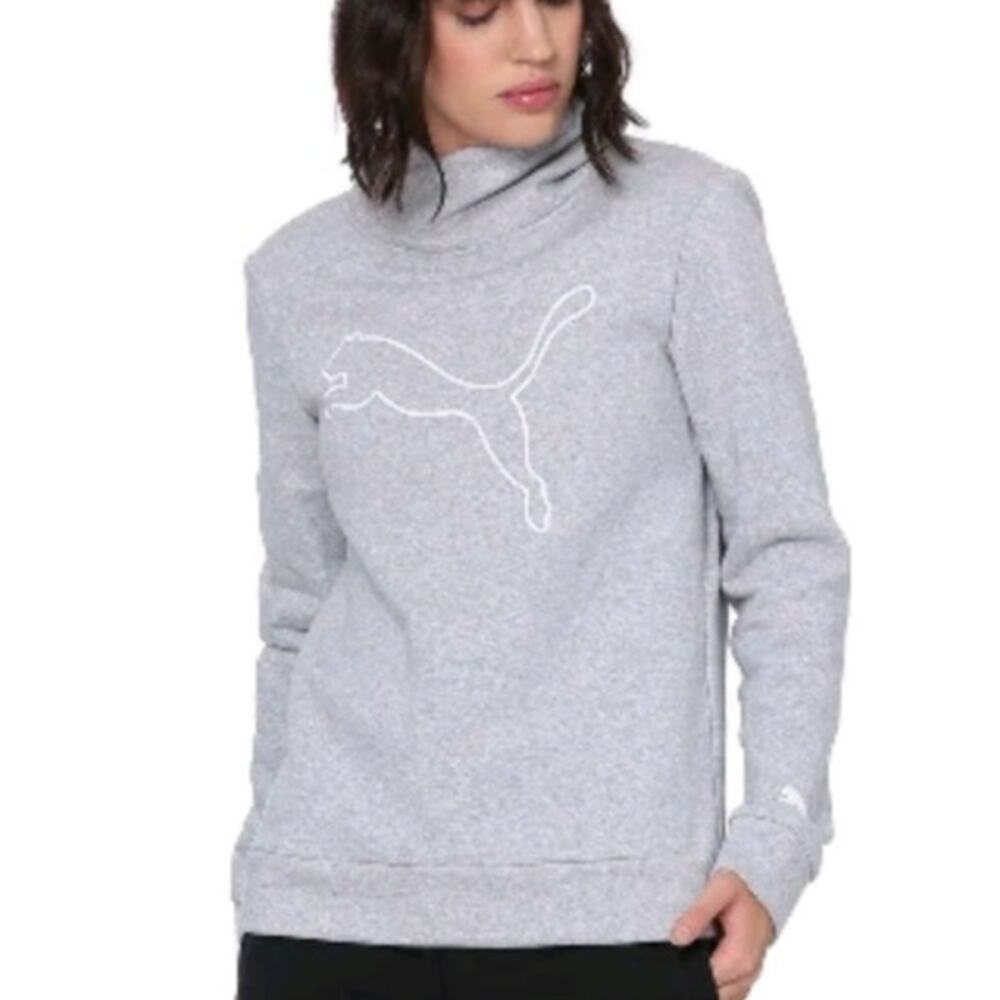Puma XL Women's Grey Pullover Cowl Neck Sweatshirt